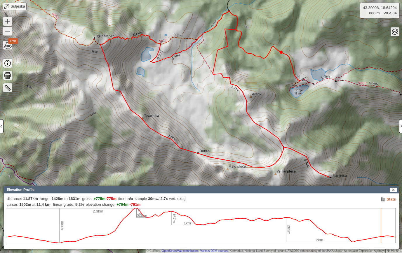 caltopo route planning